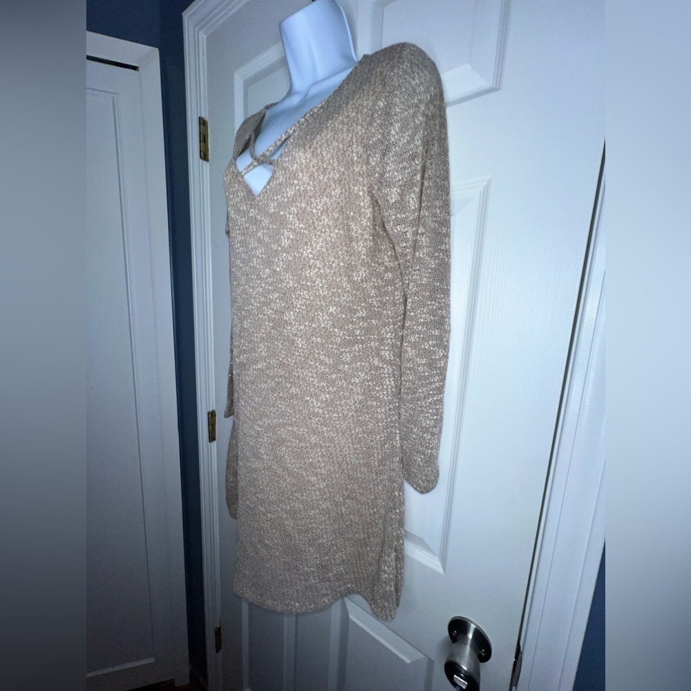 NWT Emory Park Womens Large Taupe Sara Cross Front Knit Sweater Tunic Dress L - Picture 4 of 13